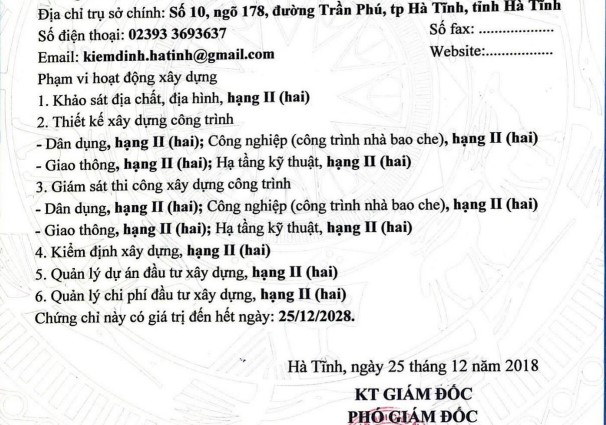 NĂNG LỰC HOẠT ĐỘNG XÂY DỰNG