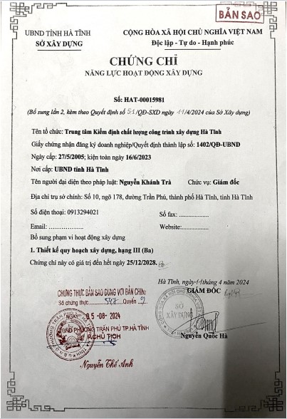 NĂNG LỰC HOẠT ĐỘNG XÂY DỰNG - Thiết kế Quy hoạch xây dựng